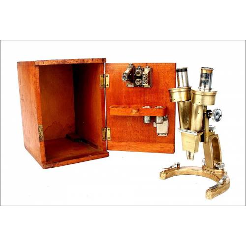 Antique R & J Beck Binocular Magnifying Microscope for Dissection. England, 1920's