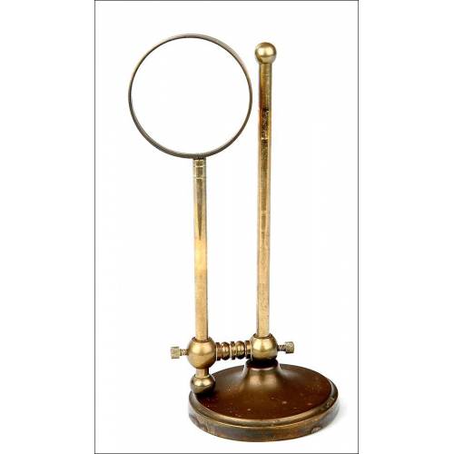 Decorative Antique Mantel Magnifying Glass with Adjustable Height. Early 20th Century