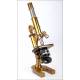 Fantastic Antique E. Leitz Wetzlar Microscope. Leitz Wetzlar with Original Case. New York, 1895