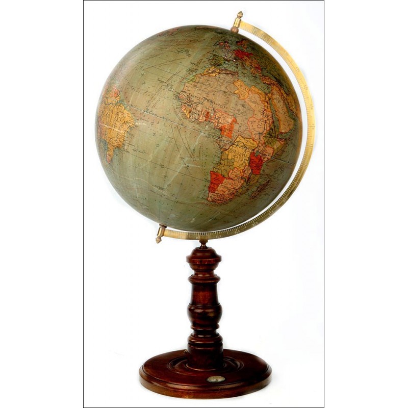 Important Antique Otto Herkt Globe with Vintage Cartography. Germany, 1900