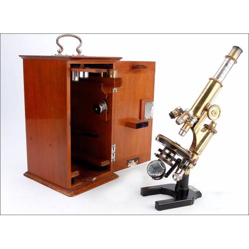 Antique Otto Himmler Microscope in Very Good Working Order. Germany, 1890