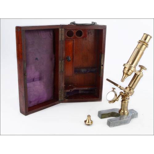 Antiguo Microscopio Monocular E. Hartnack et Cie. Francia, 1865