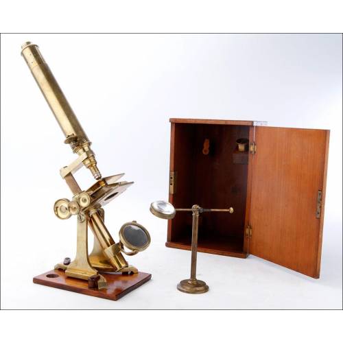 Antiguo Microscopio Profesional J. Newton & Son. Inglaterra, 1870