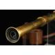 Large Gold Plated Brass Spyglass with Original Leather Case. 30's of the XX Century