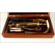 Antique Medical Pump. Original mahogany case. England, Circa 1900