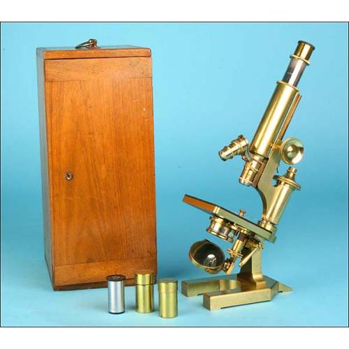 Microscopio de latón R & J. Beck . 1900