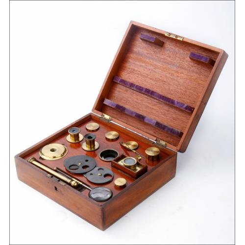 Magnificent and Complete Set of Accessories and Lenses for Compound Microscope. Circa 1880