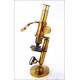 Attractive Fine Working Antique Brass Microscope. Circa 1900