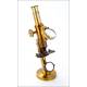 Attractive Fine Working Antique Brass Microscope. Circa 1900