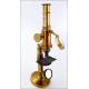 Attractive Fine Working Antique Brass Microscope. Circa 1900