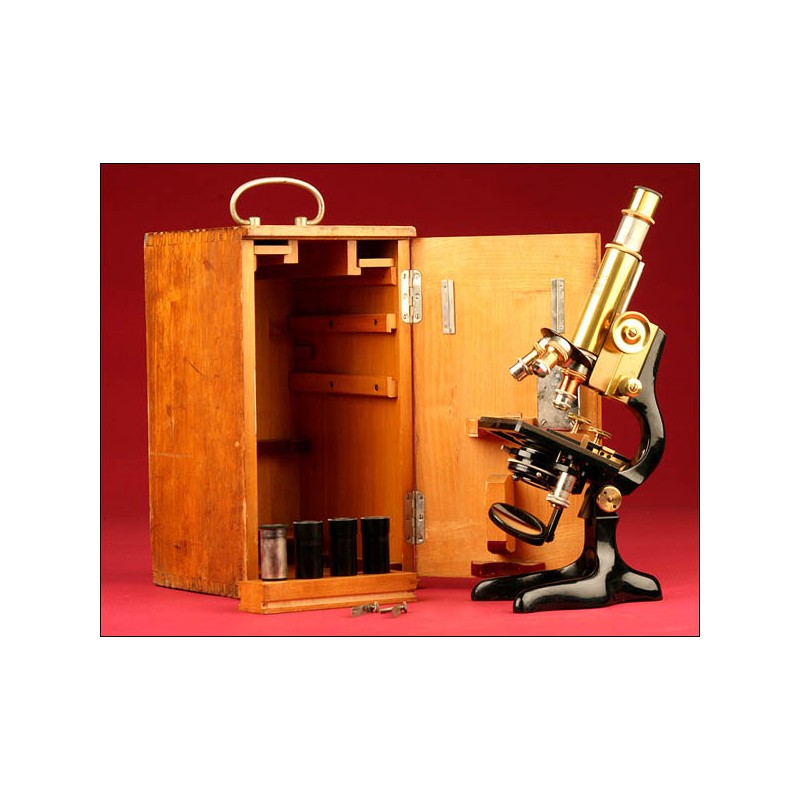 Impresionante Microscopio Profesional Ernst Leitz Wetzlar. Ca. 1920.