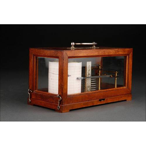 Richard Frères Boat Barograph. France, 1920's. Working and with Thermometer.