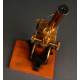 Complete Brass Microscope in Wooden Case. Great Britain, 1860. Working