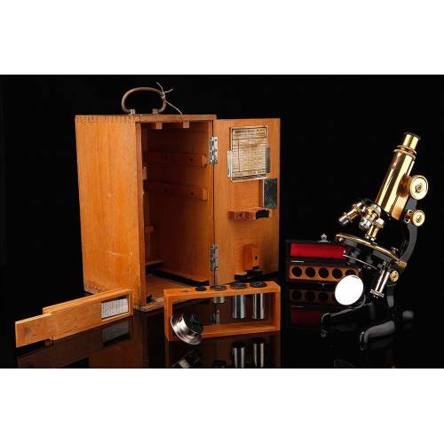 Fantástico Microscopio Leitz Fabricado en Alemania en 1921. Funcionando de Maravilla