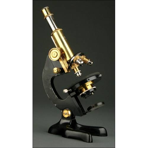 Elegante Microscopio Alemán Steindorff & Co del Año 1910. Funcionando a la perfección