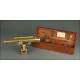 Impressive English Gilt Brass Level in Mahogany Case, Year 1900. Working