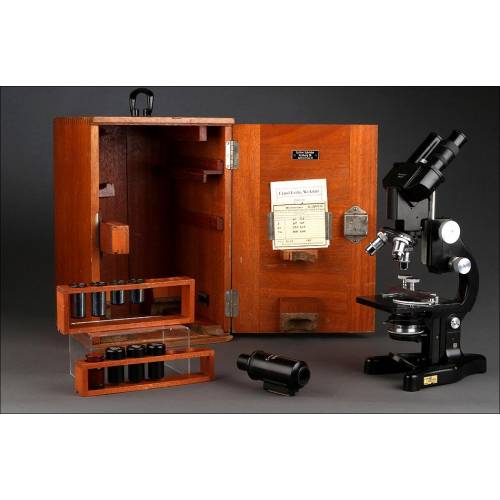 Microscopio Binocular - Monocular Alemán E. Leitz Wetzlar de1948. Perfecto Estado