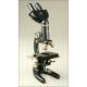 Prior English Binocular Microscope, 1950's. Perfectly Preserved and Functioning.