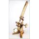 Antique Brass Microscope in Good Condition and Working. England, Circa 1870