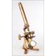 Antique Brass Microscope in Good Condition and Working. England, Circa 1870