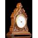 Chadburn Bros. Carved Wood Working Tabletop Barometer. England, 1860