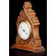 Chadburn Bros. Carved Wood Working Tabletop Barometer. England, 1860