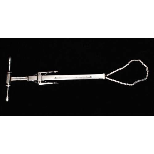 Rare 19th Century Chassaignac Surgical Testicle Castrator - 20 cms.