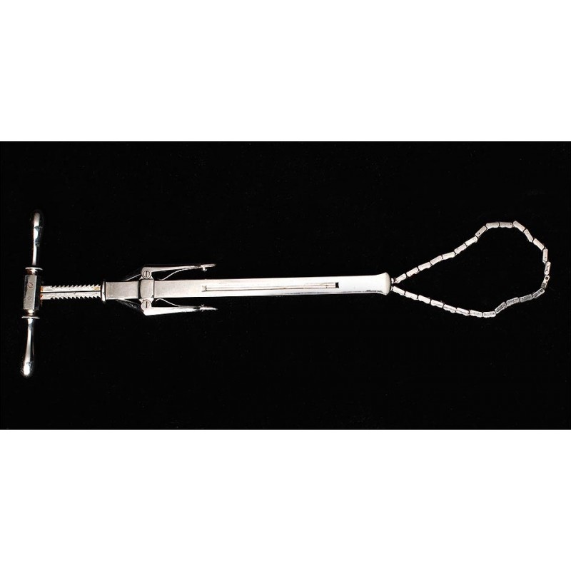 Rare 19th Century Chassaignac Surgical Testicle Castrator - 20 cms.