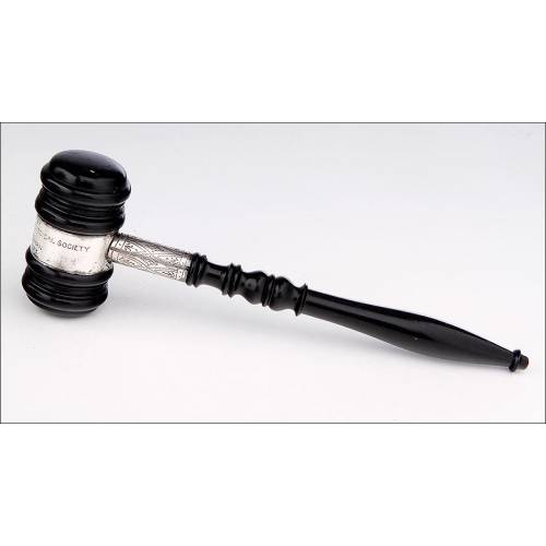 Historic Ebony and Silver Ceremonial Gavel or Mallet. David Riesman. Philadelphia, 1923