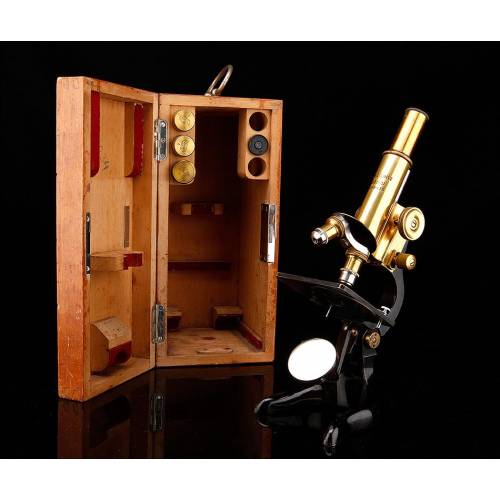 Magnífico Microscopio Leitz Fabricado en Alemania en 1926. En Perfecto Estado de Funcionamiento