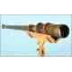 Large spotting scope with wooden stand. 140 cms long