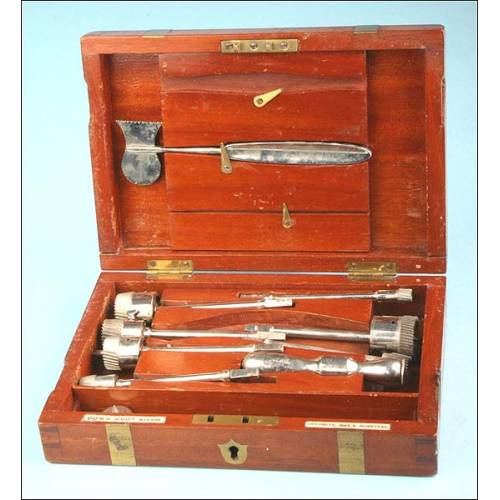 Antique medical instruments for cranial trepanation.