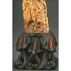 Magnífica Talla China de Kwan Yin Realizada en Hueso, S. XIX. Con Base de Madera También Tallada