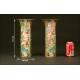 Elegant Pair of Chinese Vases in Canton Porcelain. Circa 1.850. Hand Decorated.