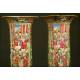 Elegant Pair of Chinese Vases in Canton Porcelain. Circa 1.850. Hand Decorated.