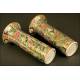 Elegant Pair of Chinese Vases in Canton Porcelain. Circa 1.850. Hand Decorated.