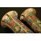 Elegant Pair of Chinese Vases in Canton Porcelain. Circa 1.850. Hand Decorated.