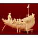 Stylized Oriental Ivory Boat from 1920. Delicately Hand Carved.