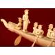 Stylized Oriental Ivory Boat from 1920. Delicately Hand Carved.