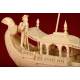Stylized Oriental Ivory Boat from 1920. Delicately Hand Carved.