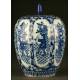 Chinese Blue and White Porcelain Urn with Xianfeng Seal.Eight Immortals. XIX CENTURY