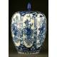 Chinese Blue and White Porcelain Urn with Xianfeng Seal.Eight Immortals. XIX CENTURY
