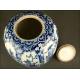 Chinese Blue and White Porcelain Urn with Xianfeng Seal.Eight Immortals. XIX CENTURY