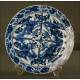 Magnífico Plato de Porcelana China Vidriada Azul y Blanca. S. XIX, Dinastía Qing. Original