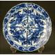 Magnífico Plato de Porcelana China Vidriada Azul y Blanca. S. XIX, Dinastía Qing. Original