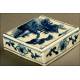 Rara Urna China de Porcelana Azul y Blanca, con Tapa. Dinastía Qing. S. XVIII, Reinado de Kangxi