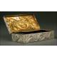 Impressive Chinese Solid Silver Box, XIX Century.