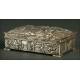 Chinese Box Covered with Silver Metal, Mid XX Century. Hand Decorated with Reliefs