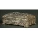 Chinese Box Covered with Silver Metal, Mid XX Century. Hand Decorated with Reliefs