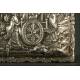 Caja China Revestida con Metal Plateado, Mediados del S. XX. Decorada a Mano con Relieves